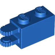 Hinge Brick 1 x 2 Locking with 2 Fingers Horizontal End, 9 Teeth / Blue