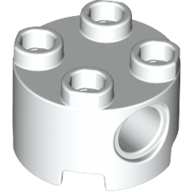 Lego Brick Round 2 x 2, Pin Holes / White