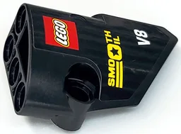 Technic, Panel Fairing # 2 Small Smooth Short, Side B with LEGO Logo, Yellow 'SMOOTH OIL', White 'V8' Pattern (Sticker) - Sets 8041 / 42041