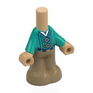 Lego Microdoll Body Pants Dark Tan with Dark Turquoise Striped Shirt print