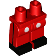 Lego Hips and Red Legs with 2 White Buttons, Black Vertical Stripe on Sides and Black Shoes Print / Red