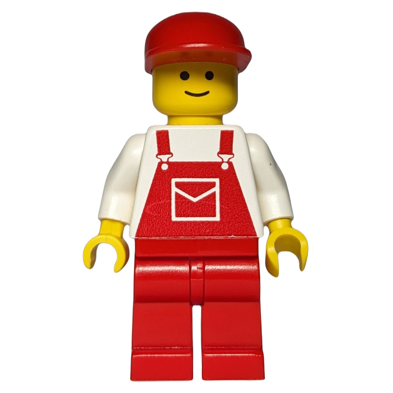 Lego Man - White Torso, Red Overall, Red Cap (3626a Head)