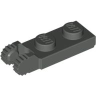 Lego Hinge Plate 1 x 2 Locking with 2 Fingers On End, with Groove, 9 Teeth / Dark Gray