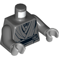 Lego Torso Robe with Black Belt Print (Naare), Dark Bluish Gray Arms, Light Bluish Gray Hands / Dark Bluish Gray