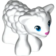 Animal, Sheep / Lamb with Blue Eyes and Dark Pink Nose Print / White