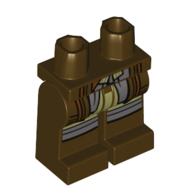 Lego Hips and Dark Brown Legs with Olive Green/Dark Bluish Grey Robes, Knee Pads print / Dark Brown