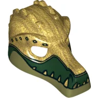 Mask Crocodile with Gold Teeth and Black Diamonds Print / Pearl Gold