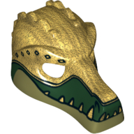 Lego Mask Crocodile with Gold Teeth and Black Diamonds Print / Pearl Gold