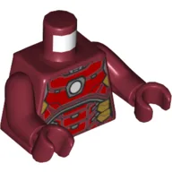 Torso Armor with Red and Gold Plates, White Circle (Arc Reactor) Print, Dark Red Arms and Hands / Dark Red
