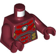 Lego Torso Armor with Red and Gold Plates, White Circle (Arc Reactor) Print, Dark Red Arms and Hands / Dark Red