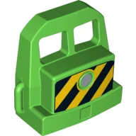 Duplo Train Locomotive Front with Silver Headlight and Diagonal Stripes Print / Bright Green