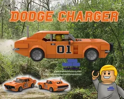 Orange Dodge Charger 8 stud