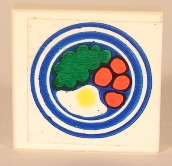 Lego Tile 2 x 2 without Groove with Blue Circle Plate, Fried Egg, 4 Red Spots Pattern (Sticker) - Set 269 (Undetermined Type)