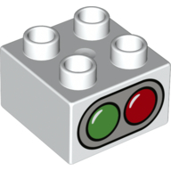 Lego Duplo Brick 2 x 2 with Red and Green Lights Print / White
