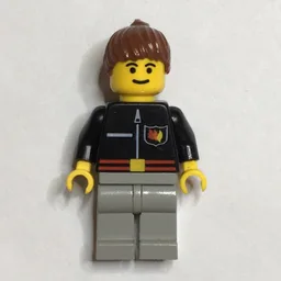 Firewoman, Black Fire Jacket with Red Belt and Badge, Brown Hair