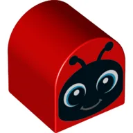 Duplo Brick 2 x 2 x 2 Curved Top with Ladybird / Ladybug Face Print