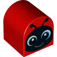 Lego Duplo Brick 2 x 2 x 2 Curved Top and Ladybird / Ladybug Face Print