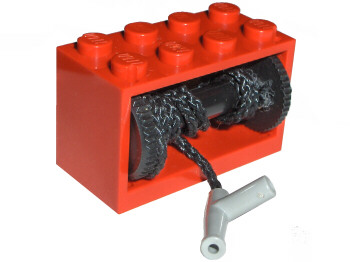 Lego String Reel 2 x 4 x 2 Holder with Black Drum with Black String 35L with Light Gray Hose Nozzle Simple (4209 / 4208 / 194cx2)