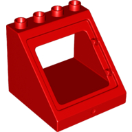 Lego Duplo Roof Section 4 x 4 x 3 with Window / Red