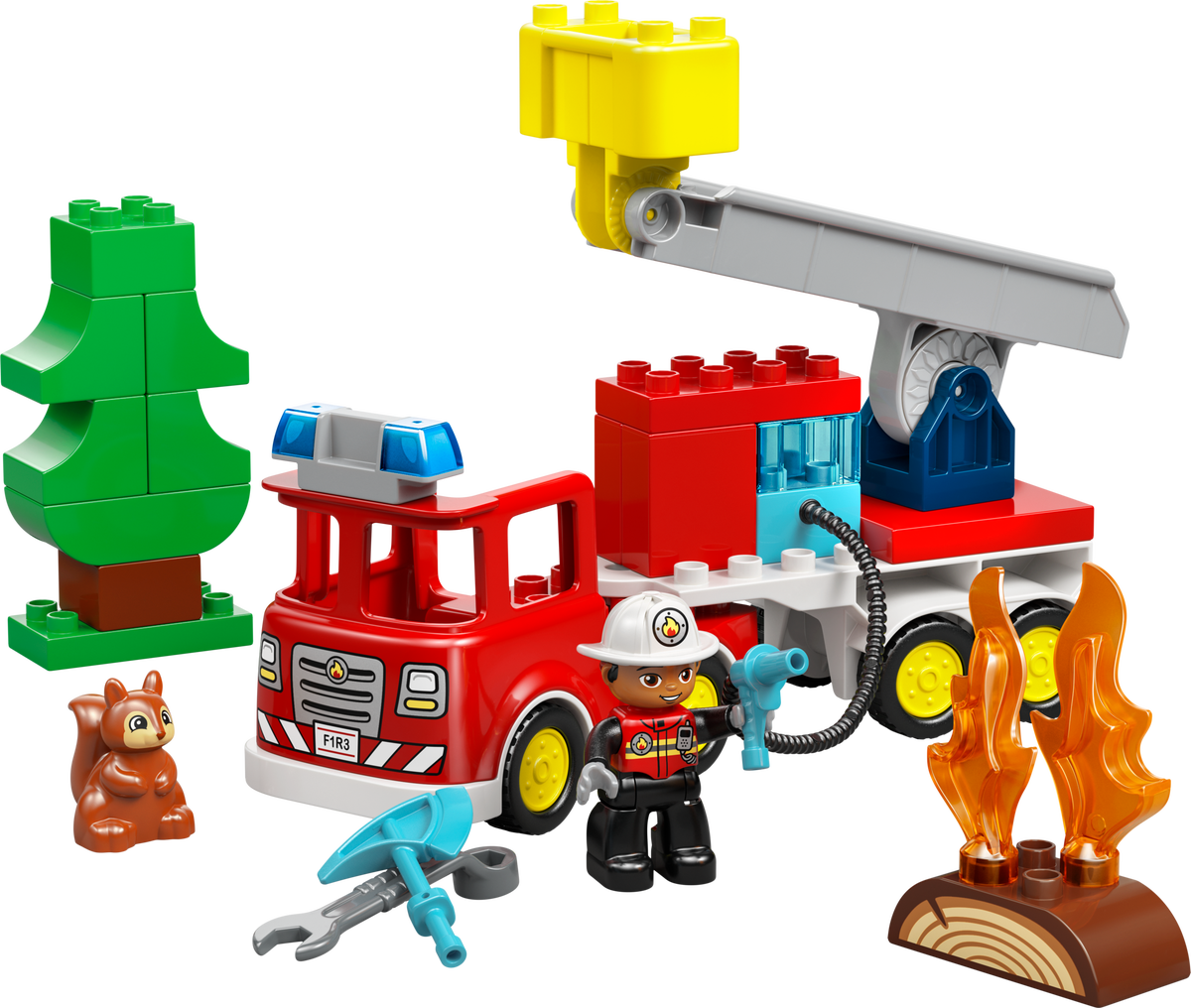 Lego Fire Truck with Hose and Firefighter