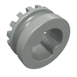 Technic Bush 1/2 Toothed Type II [X Opening] / Light Gray