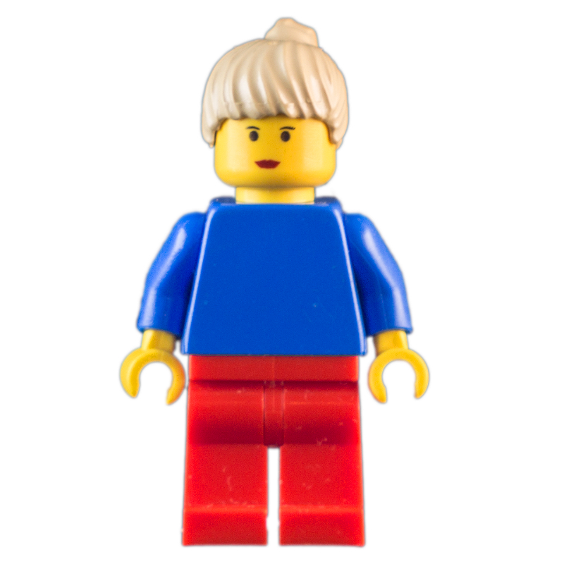 Lego Soccer Player Blue Torso, Red Legs, Yellow Vest, Female 5