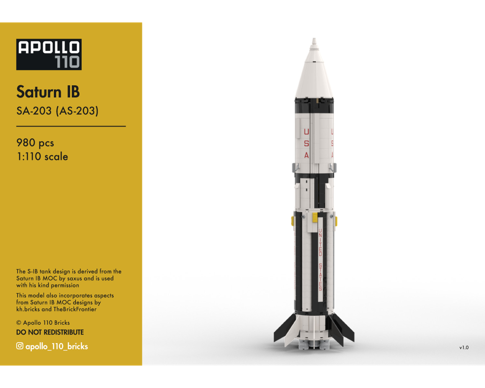 Lego Saturn IB – AS-203 [1:110 scale]