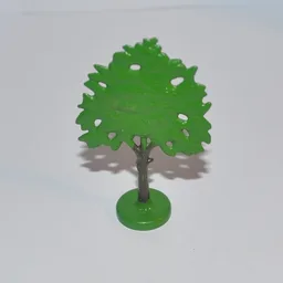 Plant, Tree Flat Oak painted with hollow base / Green