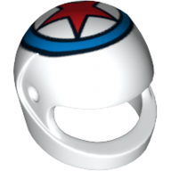 Lego Helmet, Standard with Red Star In Blue Circle Print / White