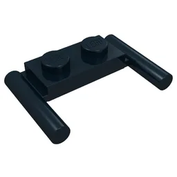 Plate Special 1 x 2 with Handles [Flat Ends / Low Attachment] / Black