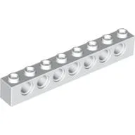 Technic Brick 1 x 8 [7 Pin Holes] / White