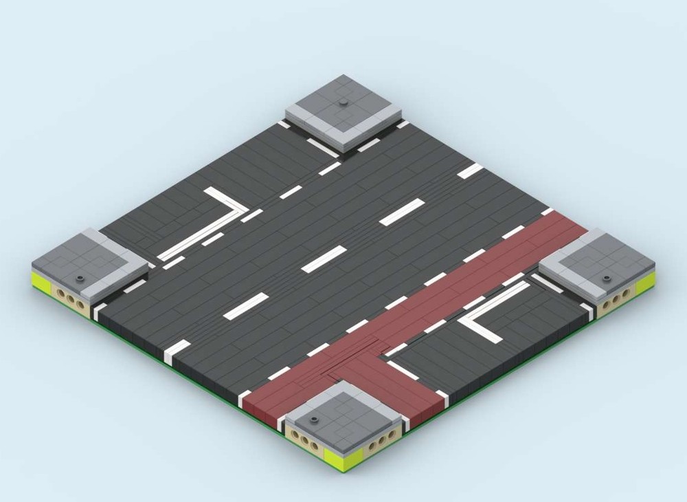 Lego MILS Road Intersection 20 Studs Wide with Bike Path and a way out