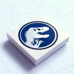 Tile 2 x 2 with Jurassic World Logo Print / White