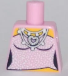 Torso Female Strapless Top with Silver Sparkles, Heart Necklace Pattern / Bright Pink