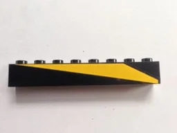 Brick 1 x 8 with Yellow Triangle Pattern Model Left Side (Sticker) - Set 6679-1