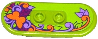Lego Minifigure, Utensil Skateboard Deck with Orange Butterfly, Medium Lavender Stems and Leaves Pattern (Sticker) - Set 41099