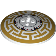 Lego Dish 8 x 8 Inverted [Radar] with Red, Black and Pearl Gold Geometric Print / White