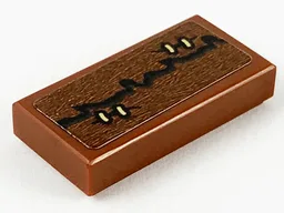 Tile 1 x 2 with Jagged Seam Pattern (Sticker) - Set 75967 / Reddish Brown
