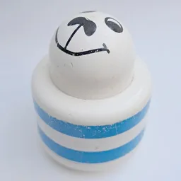 Primo Brick 1 x 1 with Round Rattle, Blue Stripes, Animal Print / White