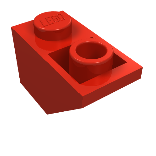 Lego Brick Sloped Inverted 45° 2 x 1 [Old Type with Small Stud Hole] / Red