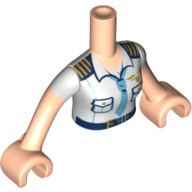 Lego Minidoll Torso Woman Security Uniform, White Shirt, Medium Blue Tie, Dark Blue Trim, Belt / Light Nougat