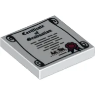 Tile 2 x 2 with 'Certificate of Graduation' and Red Ribbon on Scroll Print