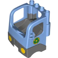 Duplo Truck Semi-Tractor Cab with Dark Bluish Gray Base and Recycling Arrows Print / Medium Blue