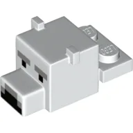 Animal Body Part, Bear Head 1 x 2 with Cube Polar Bear with Pixelated Face Print / White