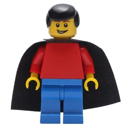 Red Torso, Blue Legs, Black Hair, Black Cape