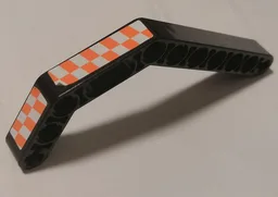 Technic, Liftarm, Modified Bent Thick 1 x 11.5 Double with White and Orange Checkered Pattern Model Left Side (Stickers) - Set 8162