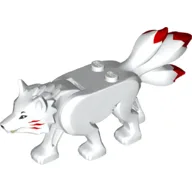 Animal, Wolf with 3 Tails with Red tips, Red Stripes on Snout / White