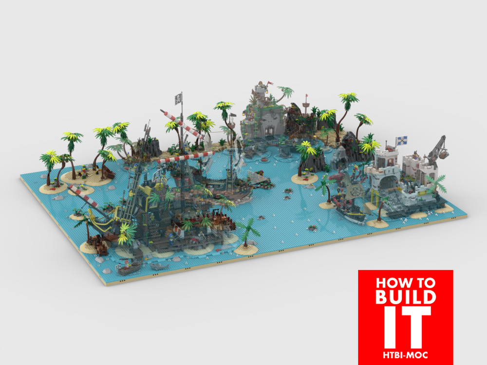 Lego Pirates Diorama - Display for sets 21322 + 10320 + 910038 + 31109 + 40597 + 31130 + 40566