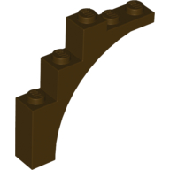 Lego Brick Arch 1 x 5 x 4 [Irregular Bow, Raised Underside Cross Supports] / Dark Brown