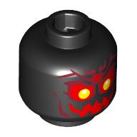 Lego Minifig Head Fire Demon, White/Yellow Eyes, Red Eyeshadow, Mouth, Shapes / Black